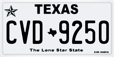TX license plate CVD9250