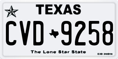 TX license plate CVD9258