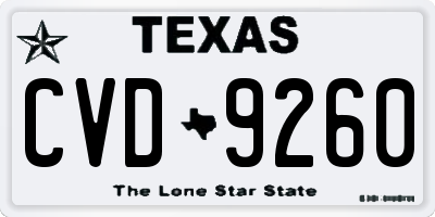 TX license plate CVD9260