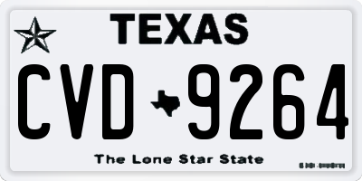 TX license plate CVD9264