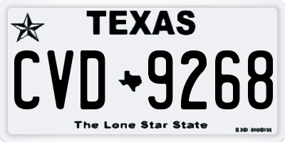 TX license plate CVD9268