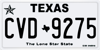 TX license plate CVD9275