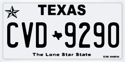 TX license plate CVD9290