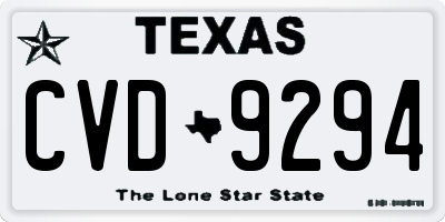 TX license plate CVD9294