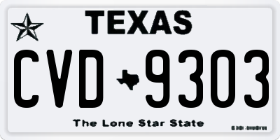 TX license plate CVD9303