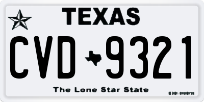 TX license plate CVD9321