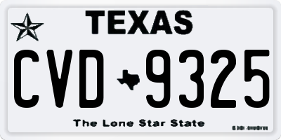 TX license plate CVD9325