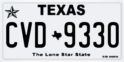 TX license plate CVD9330