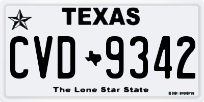 TX license plate CVD9342