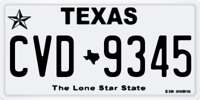 TX license plate CVD9345