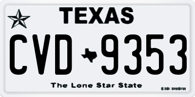 TX license plate CVD9353