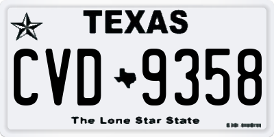 TX license plate CVD9358