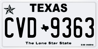 TX license plate CVD9363