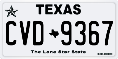 TX license plate CVD9367