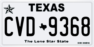 TX license plate CVD9368