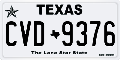 TX license plate CVD9376
