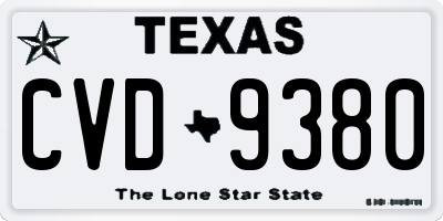 TX license plate CVD9380