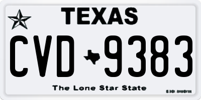TX license plate CVD9383