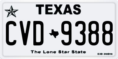 TX license plate CVD9388
