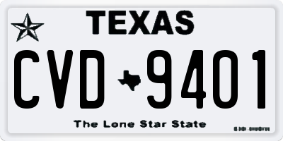 TX license plate CVD9401