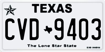 TX license plate CVD9403