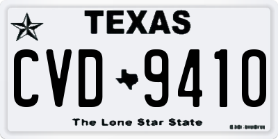 TX license plate CVD9410