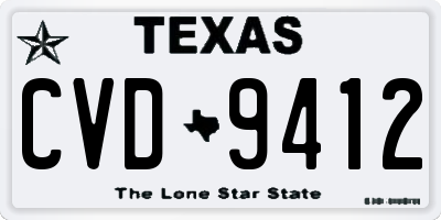 TX license plate CVD9412