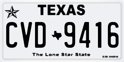 TX license plate CVD9416