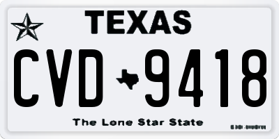 TX license plate CVD9418