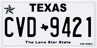 TX license plate CVD9421
