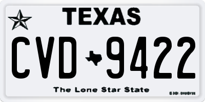 TX license plate CVD9422