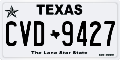TX license plate CVD9427