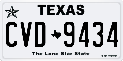 TX license plate CVD9434