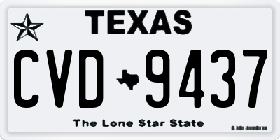 TX license plate CVD9437