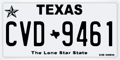 TX license plate CVD9461