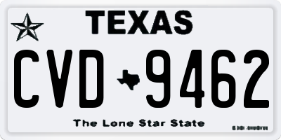 TX license plate CVD9462