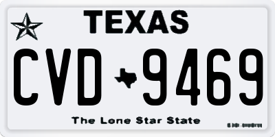TX license plate CVD9469