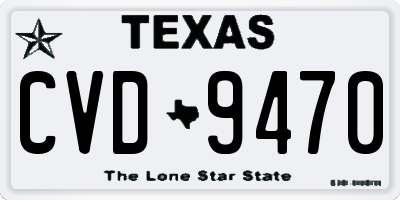 TX license plate CVD9470