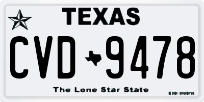 TX license plate CVD9478
