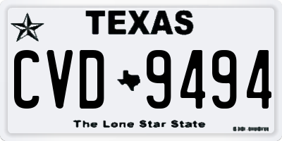 TX license plate CVD9494
