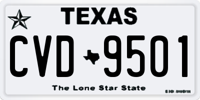 TX license plate CVD9501