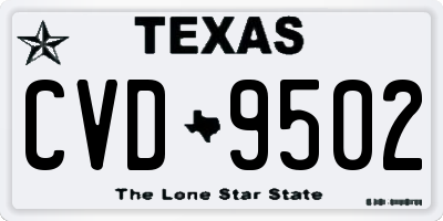 TX license plate CVD9502