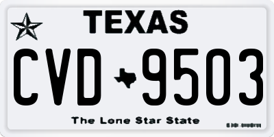 TX license plate CVD9503