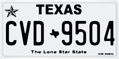TX license plate CVD9504