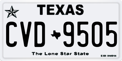 TX license plate CVD9505