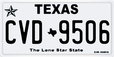 TX license plate CVD9506