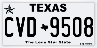 TX license plate CVD9508