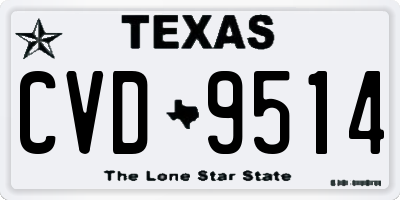 TX license plate CVD9514