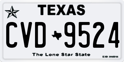 TX license plate CVD9524
