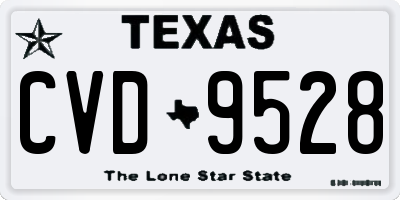 TX license plate CVD9528